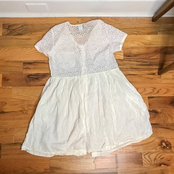 DOTTI White Lace Button Up Mini Dress Cotton Crepe ?? - Picture 5 of 5